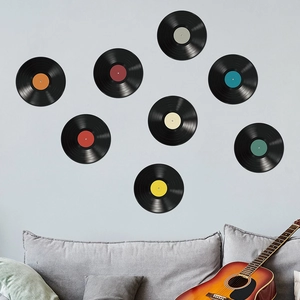 Set van 8 vintage vinylplaten muurdecoratie voor slaapkamer en woonkamer met muziekthema