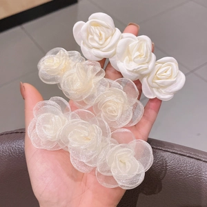 Kamelie Blumen Haarklammer Elegant Stoff Mesh Gaze Floral Frühling Seite Haarspange Für Frauen Mädchen Sommer Handgefertigt