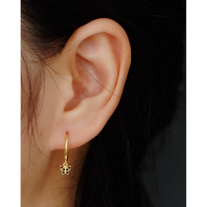 S925 silver butterfly drop hoop earrings in gold with black inlaid stones for women