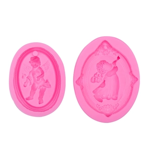 Stampi in silicone rosa stile barocco con dettagliati motivi a rilievo di angeli