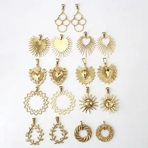 Golden stainless steel sun and heart pendant collection for DIY jewelry making sets