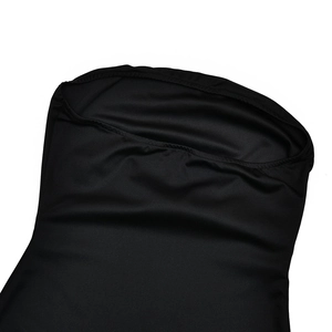 Close-up of the delicate lace fabric and hemline stitching on this sexy black dress