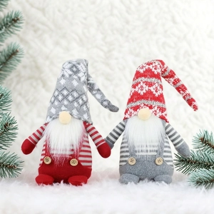 Christmas faceless gnomes set with knitted hats and plush beards for holiday decor
