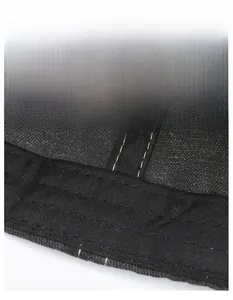 Detail of the widened sweatband inside the vintage distressed gray baseball cap
