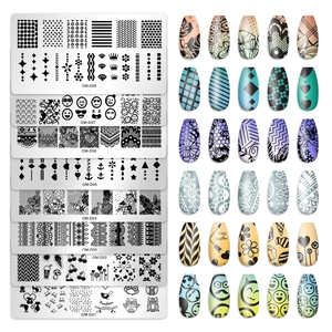 Nail Stamping Plate Stainless Steel DIY Art Template Rectangular Geometric Floral Pattern For Manicure Salon Home