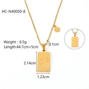 Spécifications du collier zodiaque Vierge doré avec dimensions détaillées et poids total