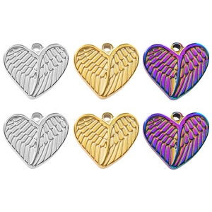 Angel Wing Heart Pendant 304 Stainless Steel Vacuum Plated Charm Fashion Jewelry Accessory DIY Necklace For Women