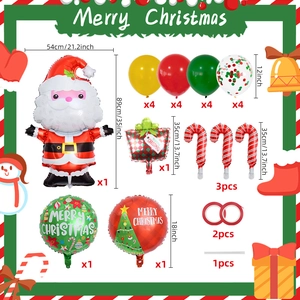 Kit de ballons de Noël avec Père Noël, cannes à sucre et ballons en latex colorés