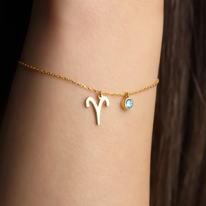 Zodiac Bracelet Stainless Steel Zircon Birthstone Twelve Constellation Charm Vintage Gold Plated Jewelry For Women