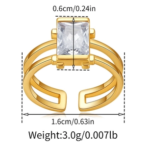 Macro view of adjustable gold zircon bow ring showing 0.6cm stone and 1.6cm diameter