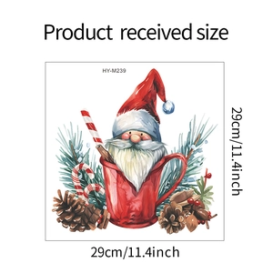 Detail of Christmas Santa in a mug wall sticker with dimensions 29cm by 29cm