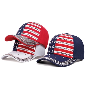 Casquettes de baseball tendance motif drapeau américain avec strass et étoiles brillantes