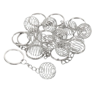 Spiral metal cage pendants and keychains in silver stainless steel for jewelry DIY