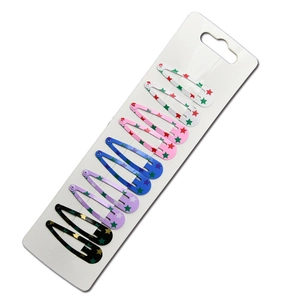 Lot de 10 barrettes BB colorées en métal avec motifs d'étoiles sur carte d'affichage