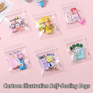 Transparent Cartoon Zip Lock Bags PE Plastic Thickened Small Storage Pouches For Jewelry Snacks Stationery Portable Cute Pattern Organizer