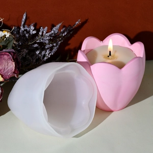 Molde de silicona de tulipán de 6 pétalos para velas aromáticas y manualidades de yeso