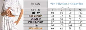 Guide des tailles pour ensemble pyjama 2 pièces pour femmes avec imprimé cœurs et pantalon