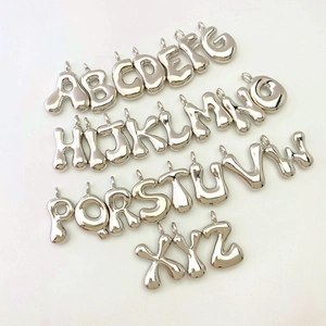 Full set of 26 silver 3D balloon-style alphabet pendants with shiny metallic finish