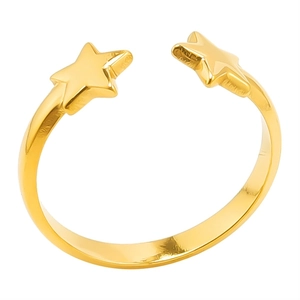 Minimalist gold adjustable star ring in polished stainless steel for men and women