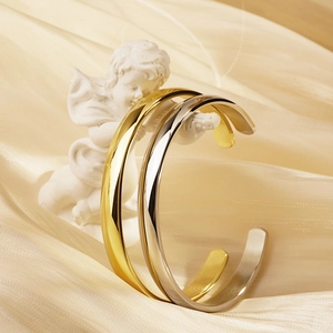Minimalist Stainless Steel C Shaped Open Cuff Bracelet For Men Women Polished Simple Geometric Fashion Jewelry Accessory