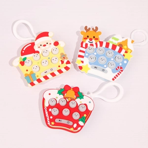 Three Christmas theme electronic pop light-up fidget games with Santa, reindeer and bell