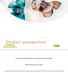 Macro detail of acrylic butterfly hair clips in gradient orange and green translucent finish