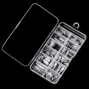 120pcs clear seamless press-on nail tips in 12 compartment transparent storage box