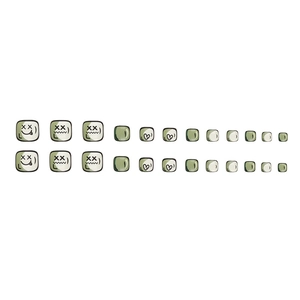 24pcs avocado green and white press-on toenails with cute cartoon graffiti design