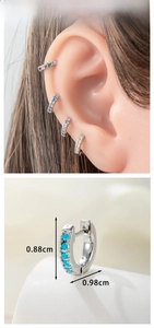 Detail of 6mm mini huggie earrings showing dimensions and vibrant cubic zirconia inlay