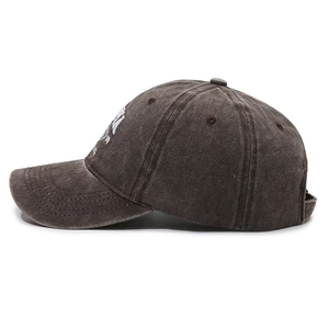 Vintage washed cotton baseball cap with ADIC embroidery in dark charcoal grey