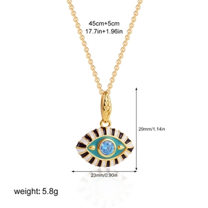 Detailed technical diagram showing 50cm chain length and 29mm Evil Eye pendant dimensions