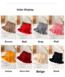 Detail showcasing eight color options for the knitted ruffle turtleneck collar scarf