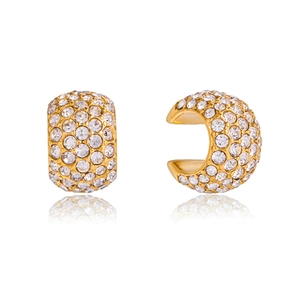 Classic 18K gold plated stainless steel chunky ear cuffs with micro-paved cubic zirconia