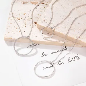 Ensemble de bijoux en argent 925 avec colliers circulaires géométriques et micro-pavage zircon