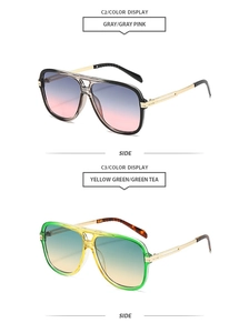 Detail view of stylish aviator sunglasses with gradient lenses and metallic double bridge