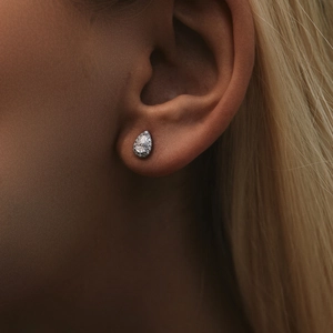 Elegant water drop Moissanite halo stud earrings in S925 sterling silver for women