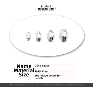 Macro view of S925 sterling silver olive-shaped beads for DIY jewelry making