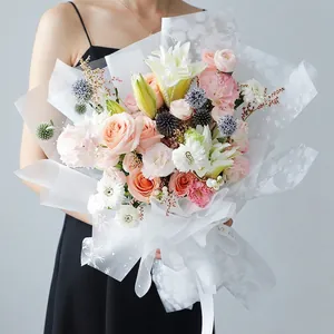 Papier Cadeau Translucide Imperméable OPP Motif Flocon de Neige pour Emballage de Cadeau de Noël Bouquet de Fleurs Film Décoratif