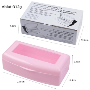 Rosa Sterilisationsbehälter für Nagelwerkzeuge mit durchsichtigem Deckel und Karton