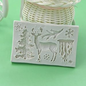 Christmas Tree Reindeer Snowflake Silicone Mold For Fondant Cake Decoration DIY Baking Chocolate Soap Craft