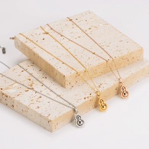 Hulu Gourd Pendant Necklace 304 Stainless Steel Lucky Charm Clavicle Chain Minimalist Jewelry For Women