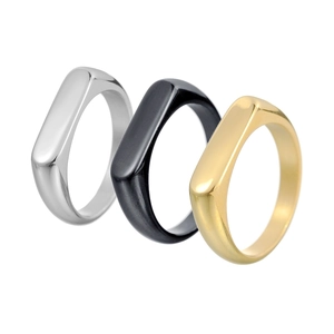 Titanstahl Ring Für Herren Damen Poliert Abgerundet Siegelring Gold Silber Schwarz Minimalistischer Modeschmuck Zubehör