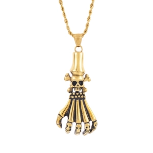 Skull Skeleton Hand Pendant Stainless Steel Gothic Punk Hip Hop Men Retro Jewelry Accessory