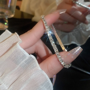 Bracelet élastique en diamant argenté étincelant avec strass brillants pour femmes