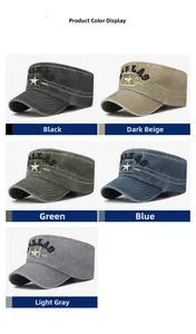 Collection de casquettes militaires en coton délavé en cinq couleurs vintage