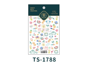 Detail of 5D ultra-thin nail stickers with colorful doodle flowers and cute animals