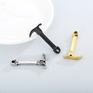 Creative stainless steel pickaxe charms in black, silver, and gold for DIY jewelry design