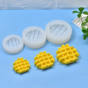 3-piece set silicone waffle cookie molds for DIY candle, soap and fondant making