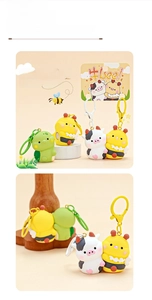 Macro detail of cartoon resin animal keychains with magnetic suction and metal clasps