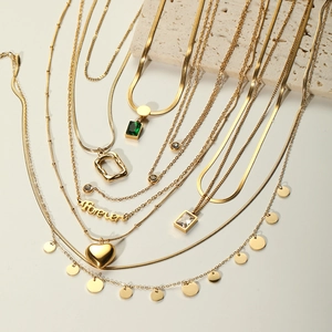 Minimalist Layered Snake And Twist Chain Necklace 18K Gold Plated Stainless Steel For Women Elegant Jewelry
